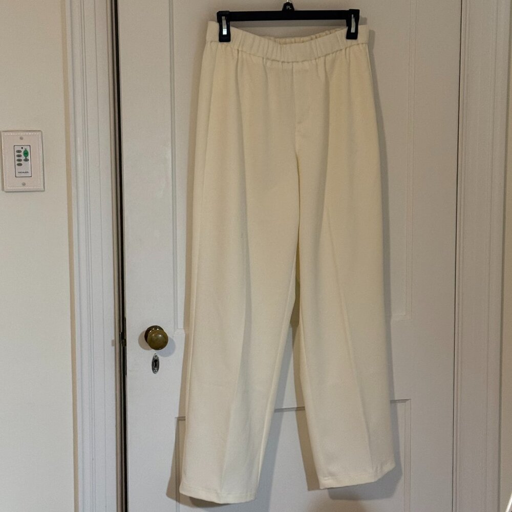 Winter White Elastic Waist Ankle-length Trousers from Appleseed's, size M, NWOT